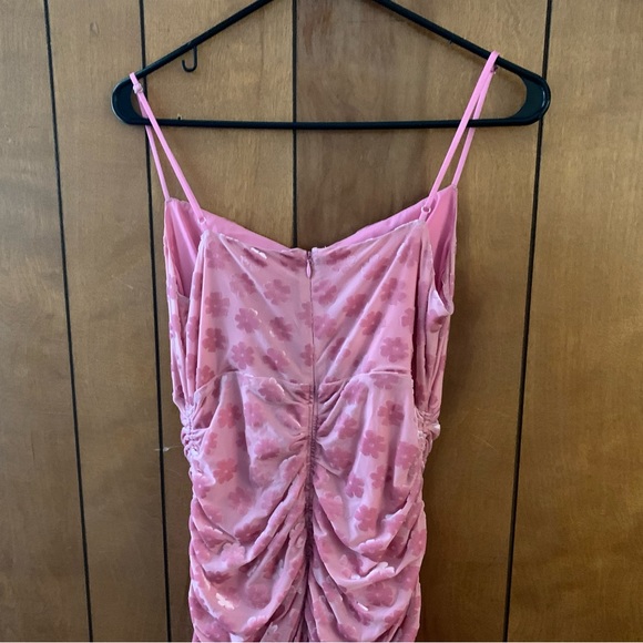 For Love and Lemons FL&L Lusk Velvet Midi Dress Pink Size Large EUC - Picture 14 of 16
